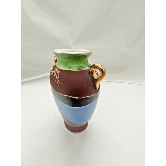 Hand Painted Moriage Miniature Two Handled Jug Bird & Floral Japan 5" - Picture 4 of 11
